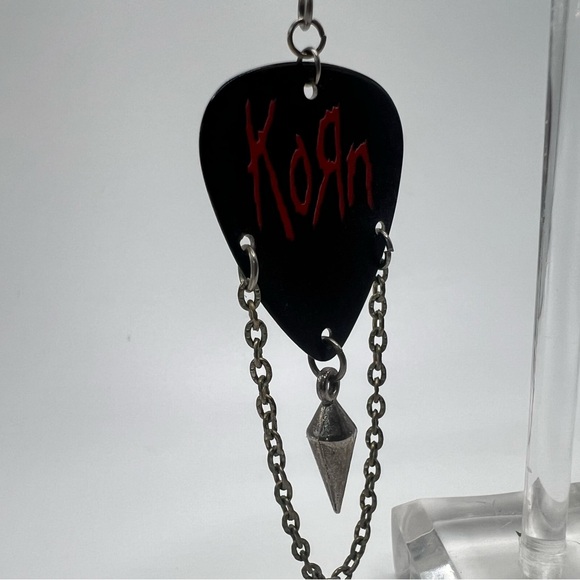 Korn Guitar Pick Dangle Earrings - Picture 5 of 7